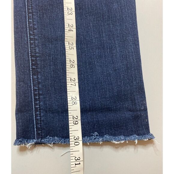 Democracy Ab Solution Distressed Jean Women Sz 6 Crop Raw Hem Dark Wash Stretch - Picture 14 of 14